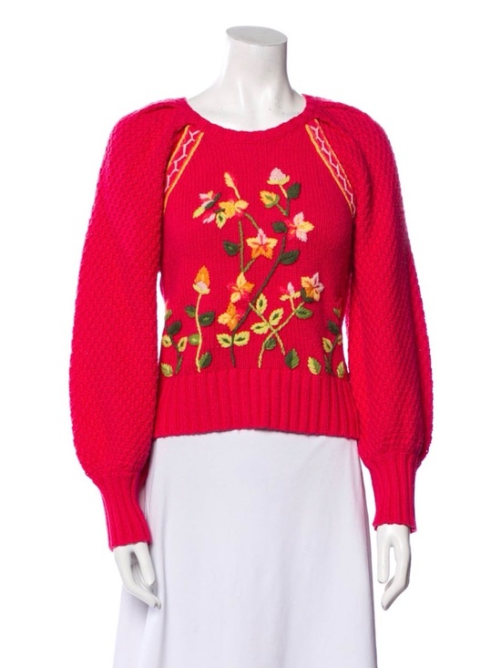 LoveShackFancy Sweaters - LoveShackFancy Embroidered Floral Sweater XS